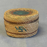 Makah woven basket with whirling log design 3" x 2" ca. 1890s (CW3)