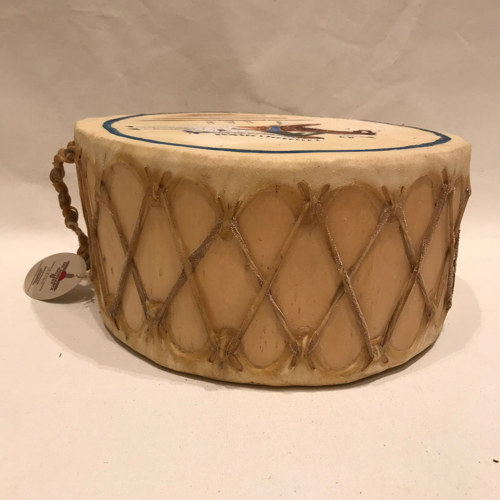 Taos Double Sided Drum With Horse and Rider Design, Handmade Drum RK6
