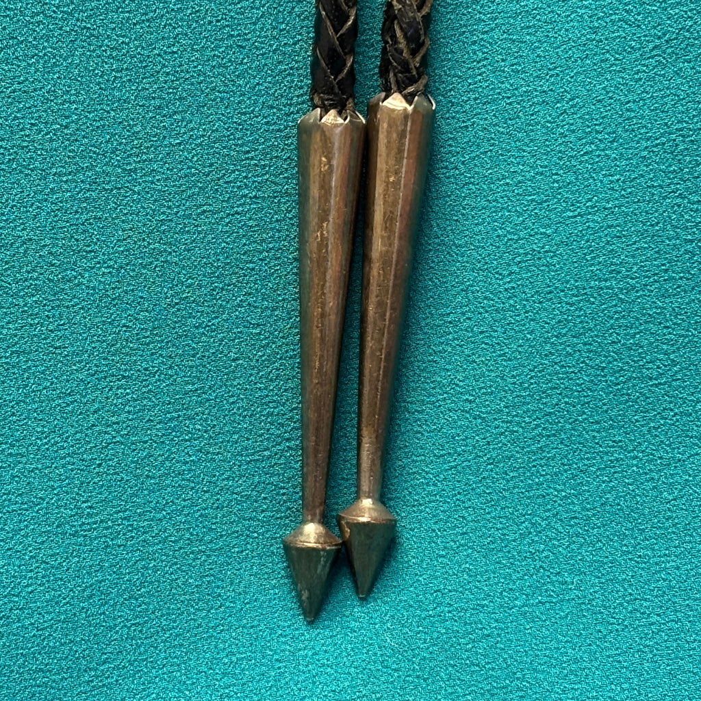 Zuni Inlay Bolo Tie with Bald Eagle Design, vintage Native American   (JF53)