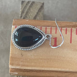 Navajo Black Onyx Dangle Earrings - Handmade by Lyle Piaso (3/57)