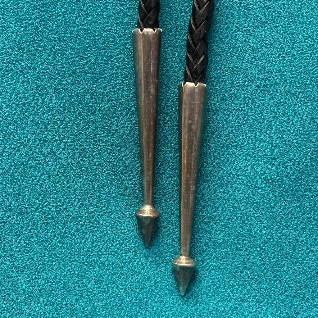 Dennis and Nancy Edaakie, Zuni Inlay Bolo Tie with Mallard Duck Design, vintage Native American   (JF56)