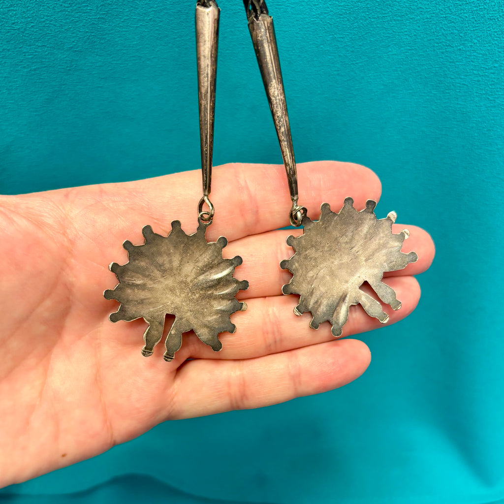 Zuni Inlay Sunface Bolo Tie with Matching Fancy Tips, vintage Native American (JF74)