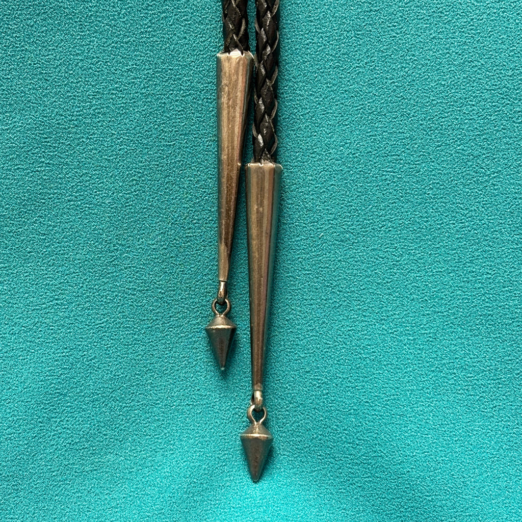 Chalmers Day Sterling Silver Hopi Overlay Bolo Tie with Kachina Design, vintage Native American (JF90)