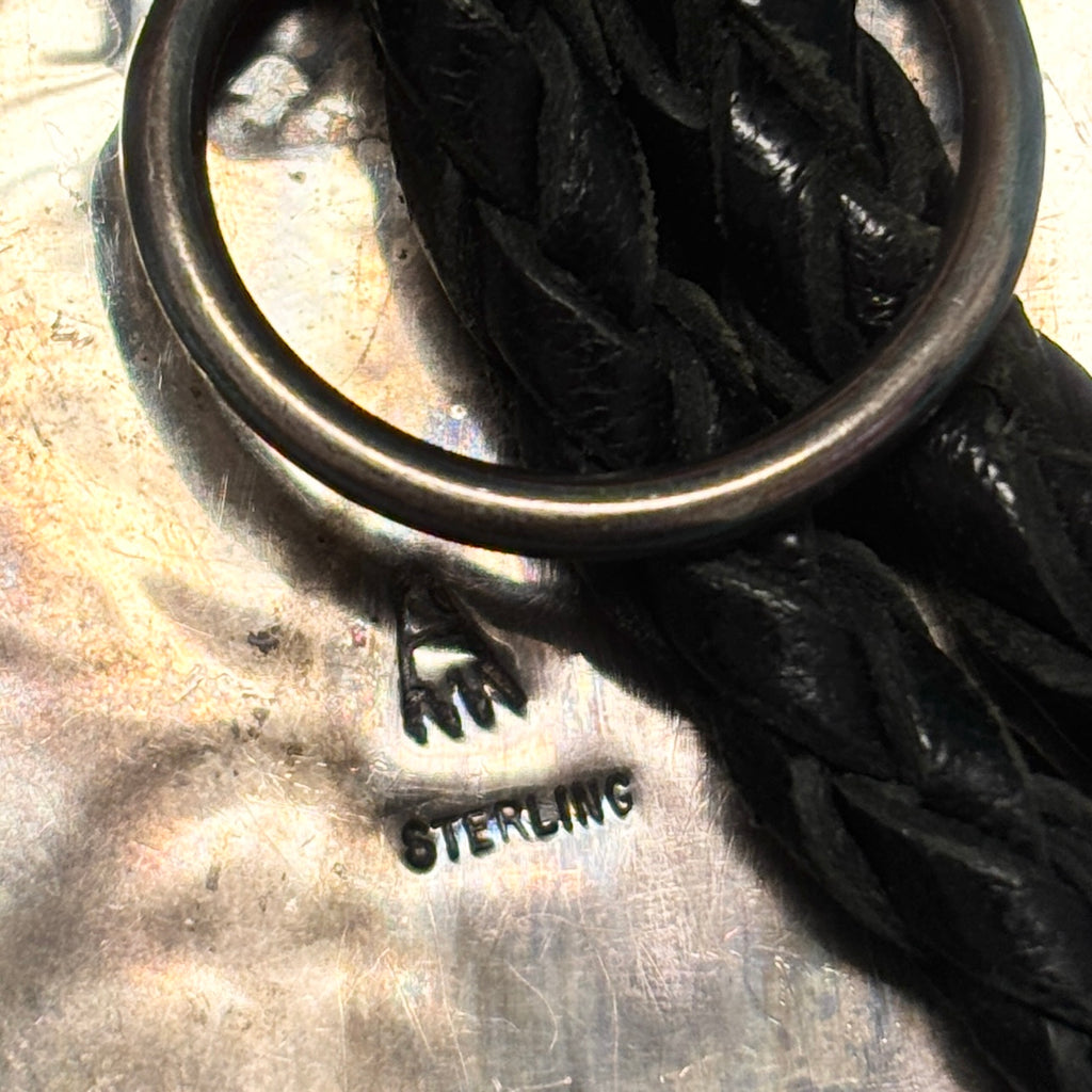 Chalmers Day Sterling Silver Hopi Overlay Bolo Tie with Kachina Design, vintage Native American (JF90)