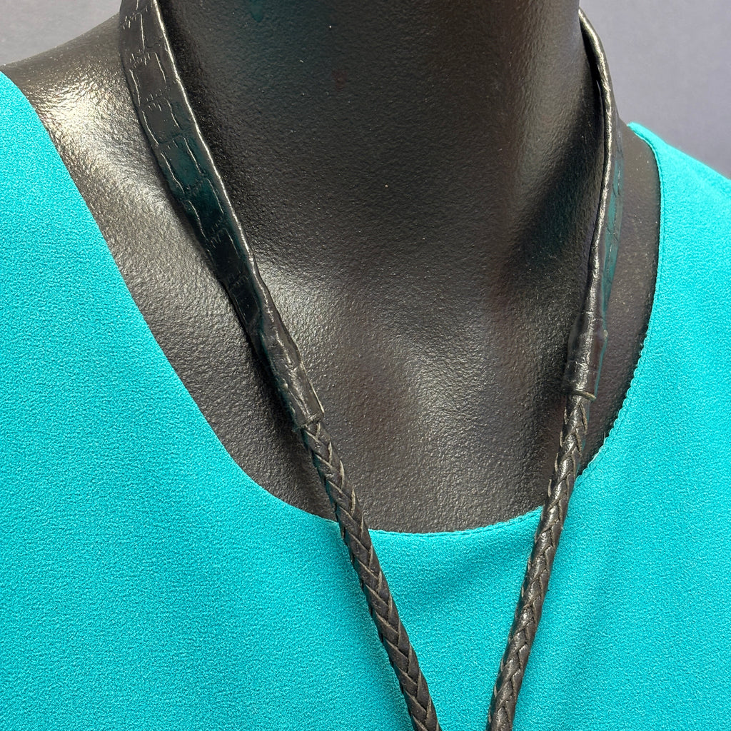 Vintage Navajo Turquoise and Sterling Silver Bolo Tie, authentic Native American   (JF115)