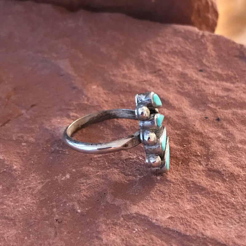 Zuni Vintage Sterling Silver and Turquoise Ring in a Classic Needlepoint Design-available in multiple sizes     AS113
