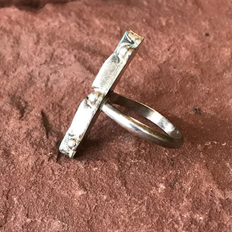 Zuni Flush Inlay Vintage Sterling Silver and Turquoise Ring in multiple sizes   (AS114)