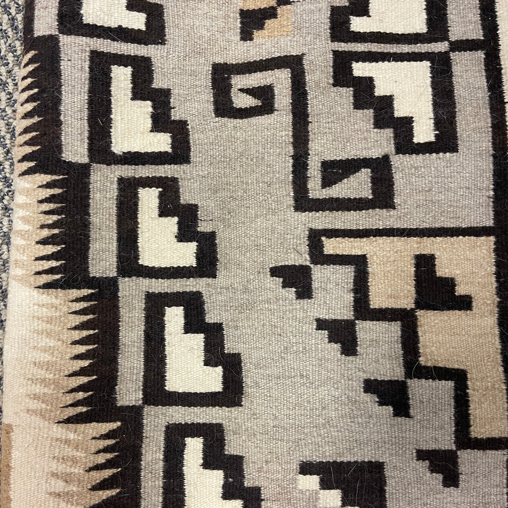 Navajo Wool Rug Weaving in Two Grey Hills Style, vintage  (VW111)