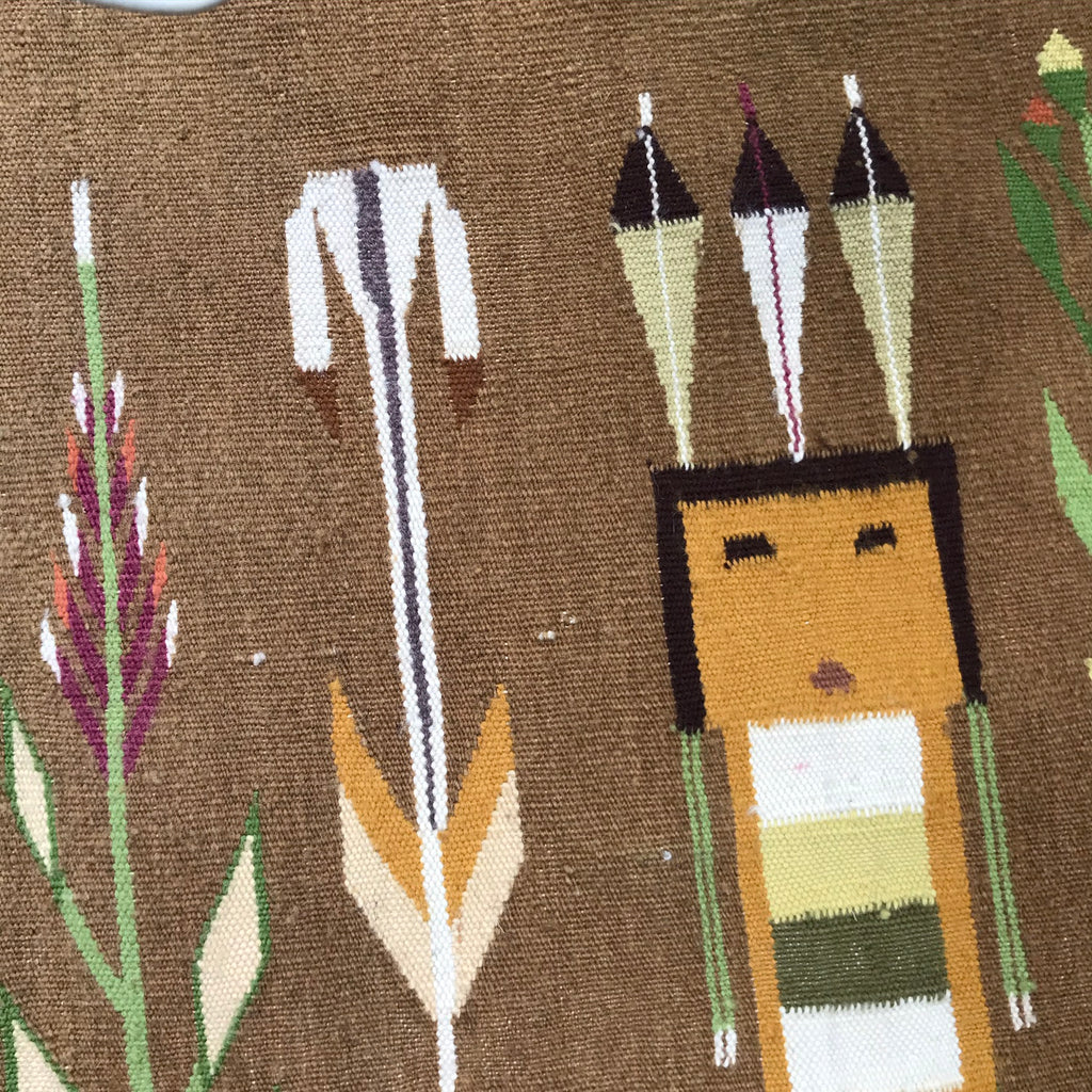 Extra LG Navajo Yei rug weaving, authentic handwoven Native American (GM355)