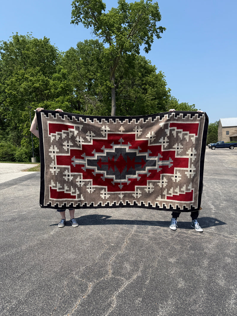 Large Navajo Rug Weaving in Ganado Style, vintage Native American Handwoven  (GM484)