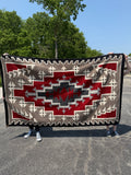 Large Navajo Rug Weaving in Ganado Style, vintage Native American Handwoven  (GM484)