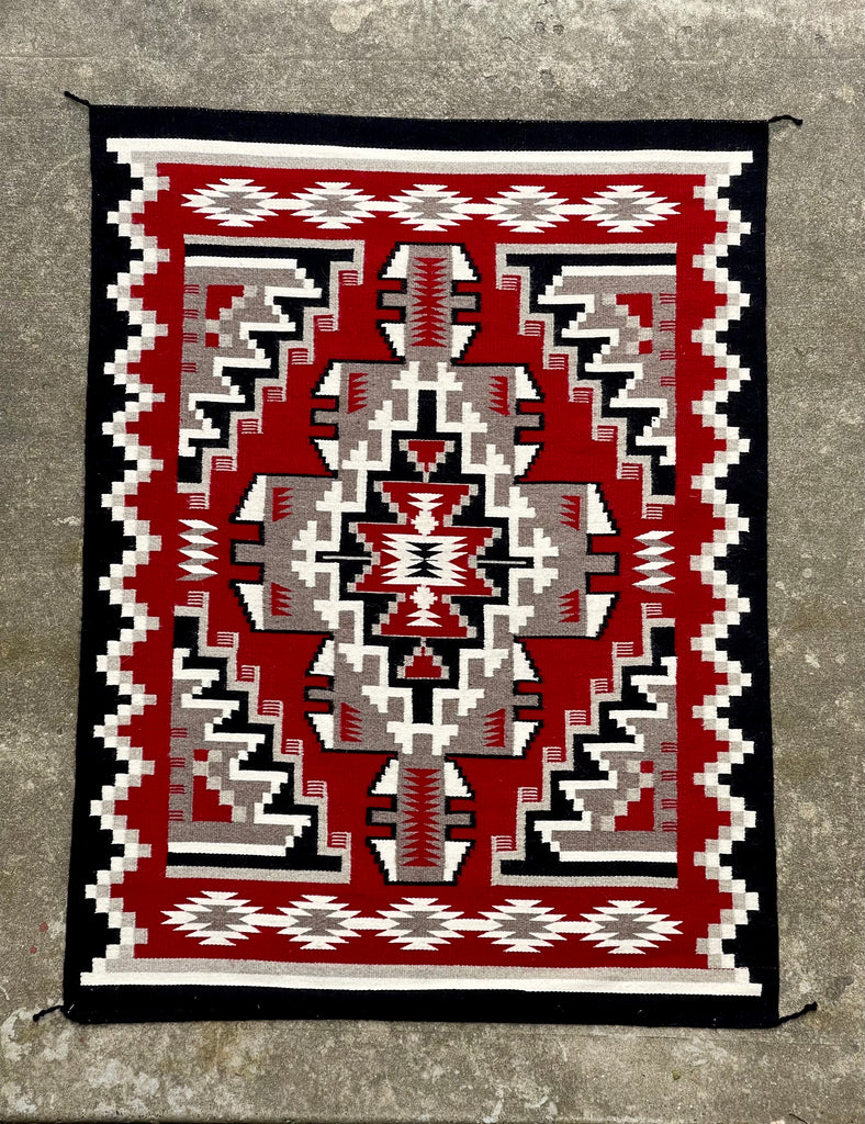 LG Navajo rug weaving in Ganado style, vintage Native American handwoven (GM354)