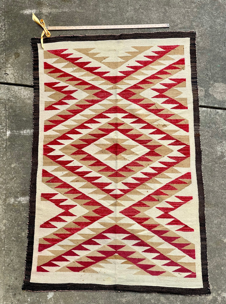 Antique Navajo Rug Weaving in Eyedazzler Style, authentic Native American, handwoven (GM372)