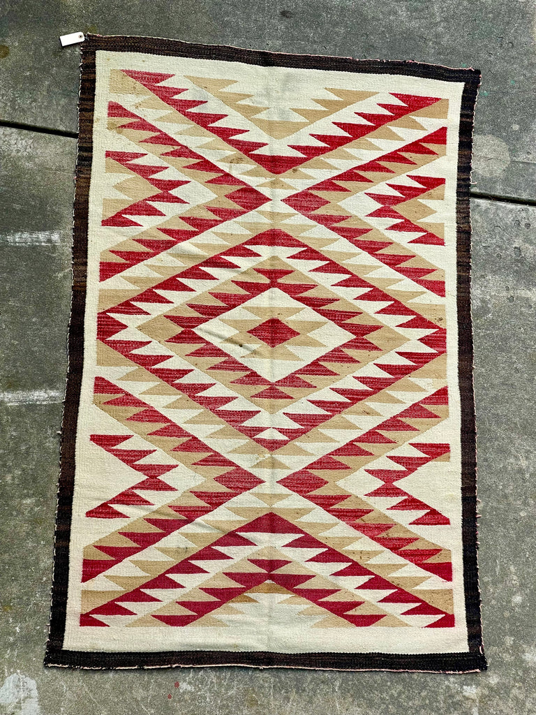 Antique Navajo Rug Weaving in Eyedazzler Style, authentic Native American, handwoven (GM372)