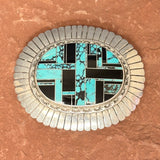Vintage Navajo Turquoise and Black Jet Inlay Bolo Tie, authentic Native American   (JF112)