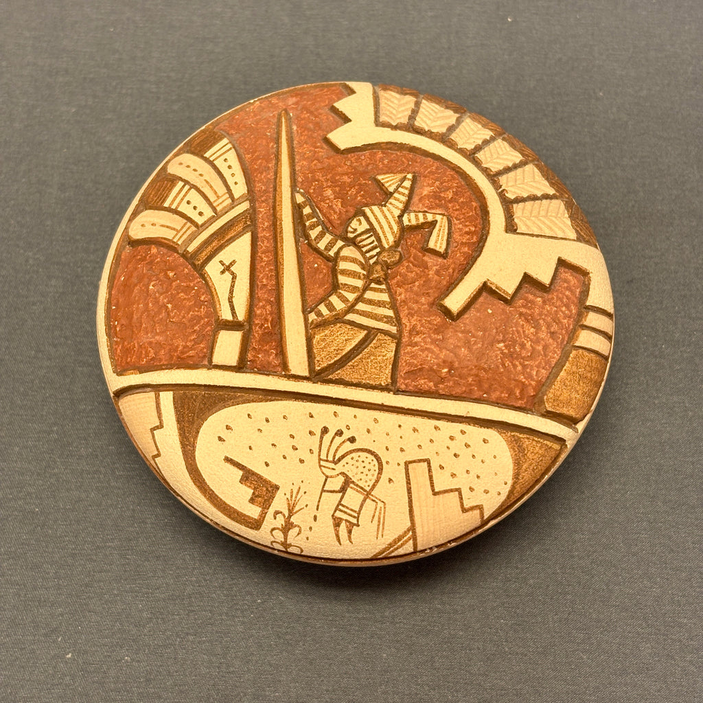Carla Nampeyo Hopi Carved Seed Pot with Koshare Design  (JM36)