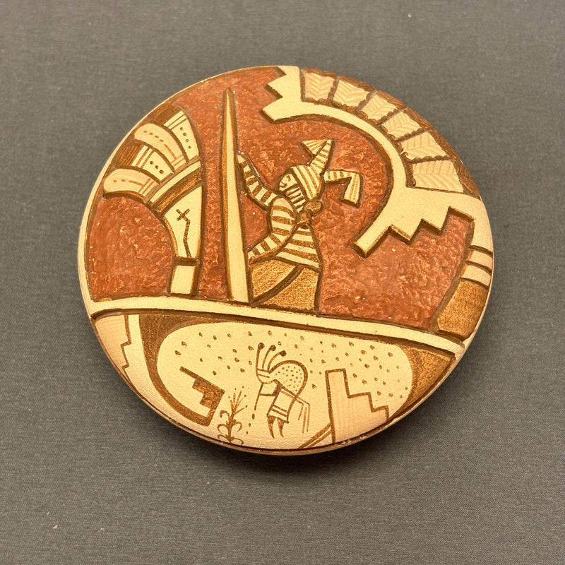 Carla Nampeyo Hopi Carved Seed Pot with Koshare Design  (JM36)