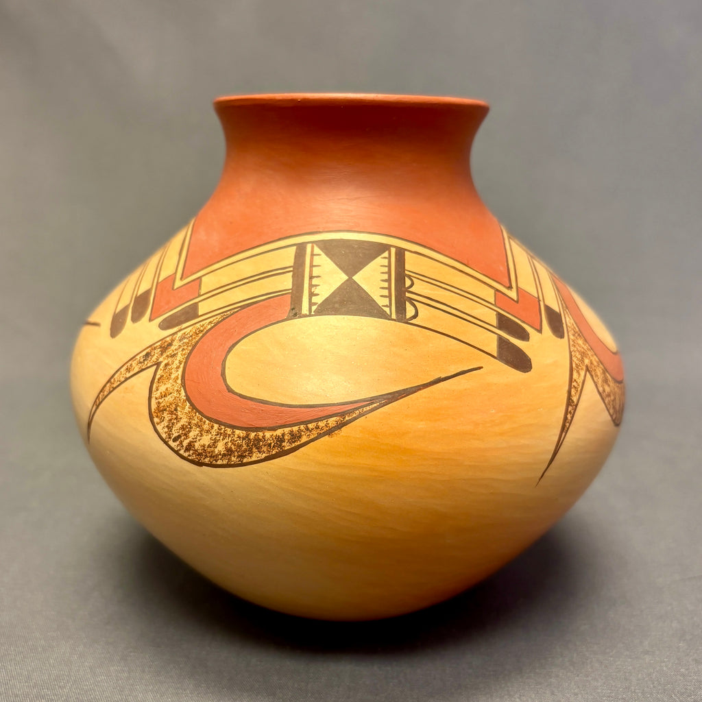 James Nampeyo, Hopi Tall Painted Pot with Parrot Tail Design  (JM58)