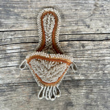 Iroquois Antique Beaded Wall Pocket - late 1800s Niagara-style beadwork.  Thread sewn with glass beads on velvet (GM49)