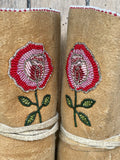 Antique Native American Cree Nation Child's Beaded Moccasins - Brain Tanned Moose- 1920s (GM96)