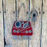 Authentic Iroquois Beaded Purse/Bag - late 1800s Niagara-style beadwork.  Thread sewn with glass beads on cotton (GM42)