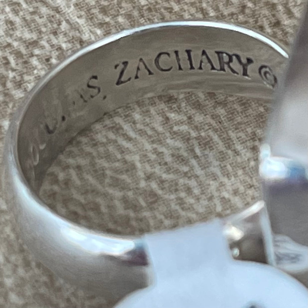 Turquoise & Silver Ring by Douglas Zachary - Native American Square cut Turquoise Ring SZ 6 3/4 (3/45)