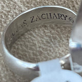 Turquoise & Silver Ring by Douglas Zachary - Native American Square cut Turquoise Ring SZ 6 3/4 (3/45)