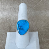Blue Turquoise & Silver Ring by Douglas Zachary - Native American Turquoise Ring SZ 7 1/2 (3/47)