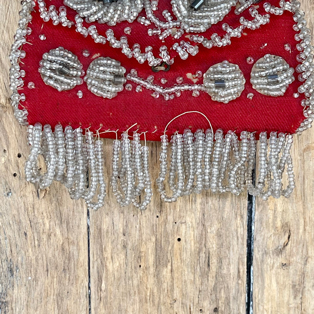 Authentic Iroquois Beaded Purse/Bag - late 1800s Niagara-style beadwork.  Thread sewn with glass beads on cotton (GM42)