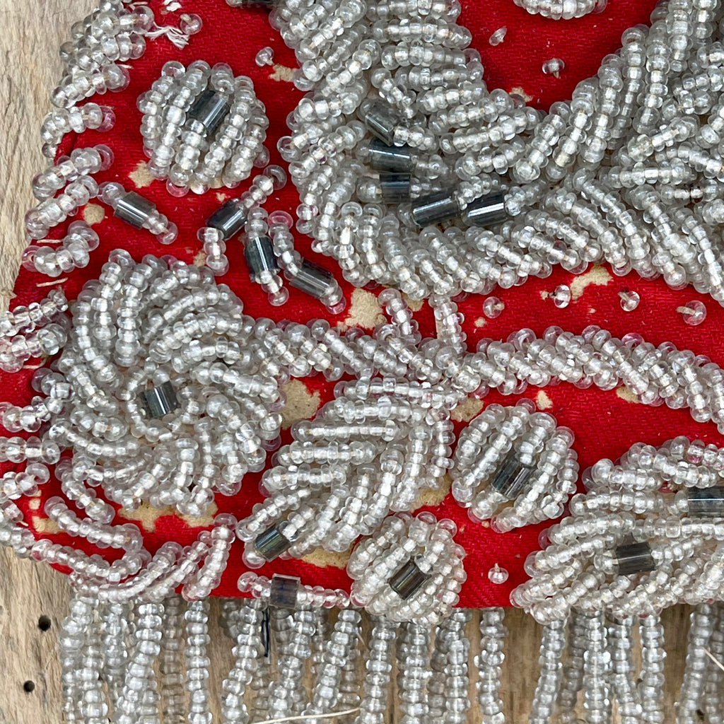 Authentic Iroquois Beaded Purse/Bag - late 1800s Niagara-style beadwork.  Thread sewn with glass beads on cotton (GM42)