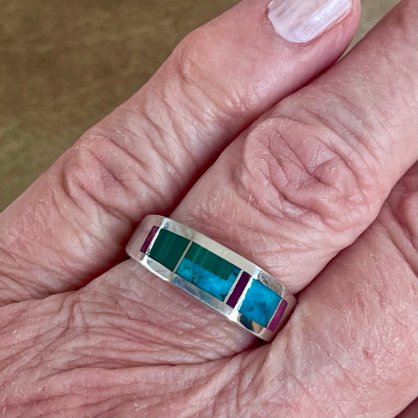 Contemporary Inlay ring by Ray Tracey, Navajo – Authentic Navajo