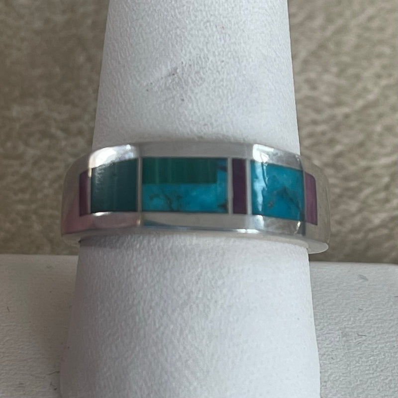 Contemporary Inlay ring by Ray Tracey, Navajo – Authentic Navajo Jewelry (RK147)