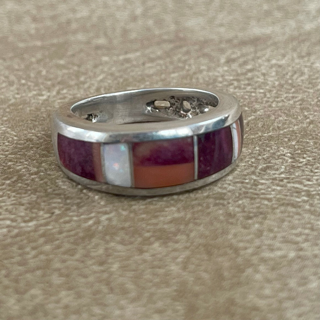 Contemporary Inlay ring by Ray Tracey, Navajo – Authentic Navajo Jewelry (RK142)