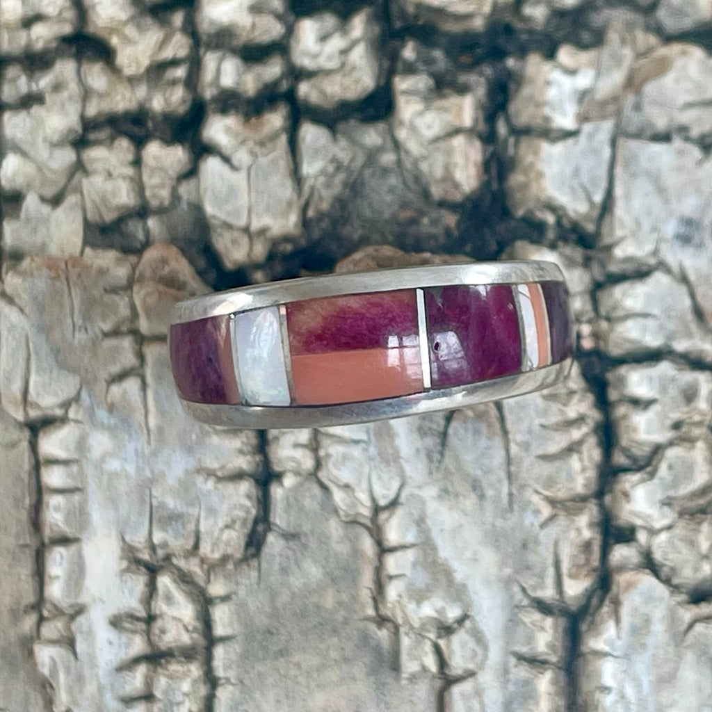 Contemporary Inlay ring by Ray Tracey, Navajo – Authentic Navajo Jewelry (RK142)