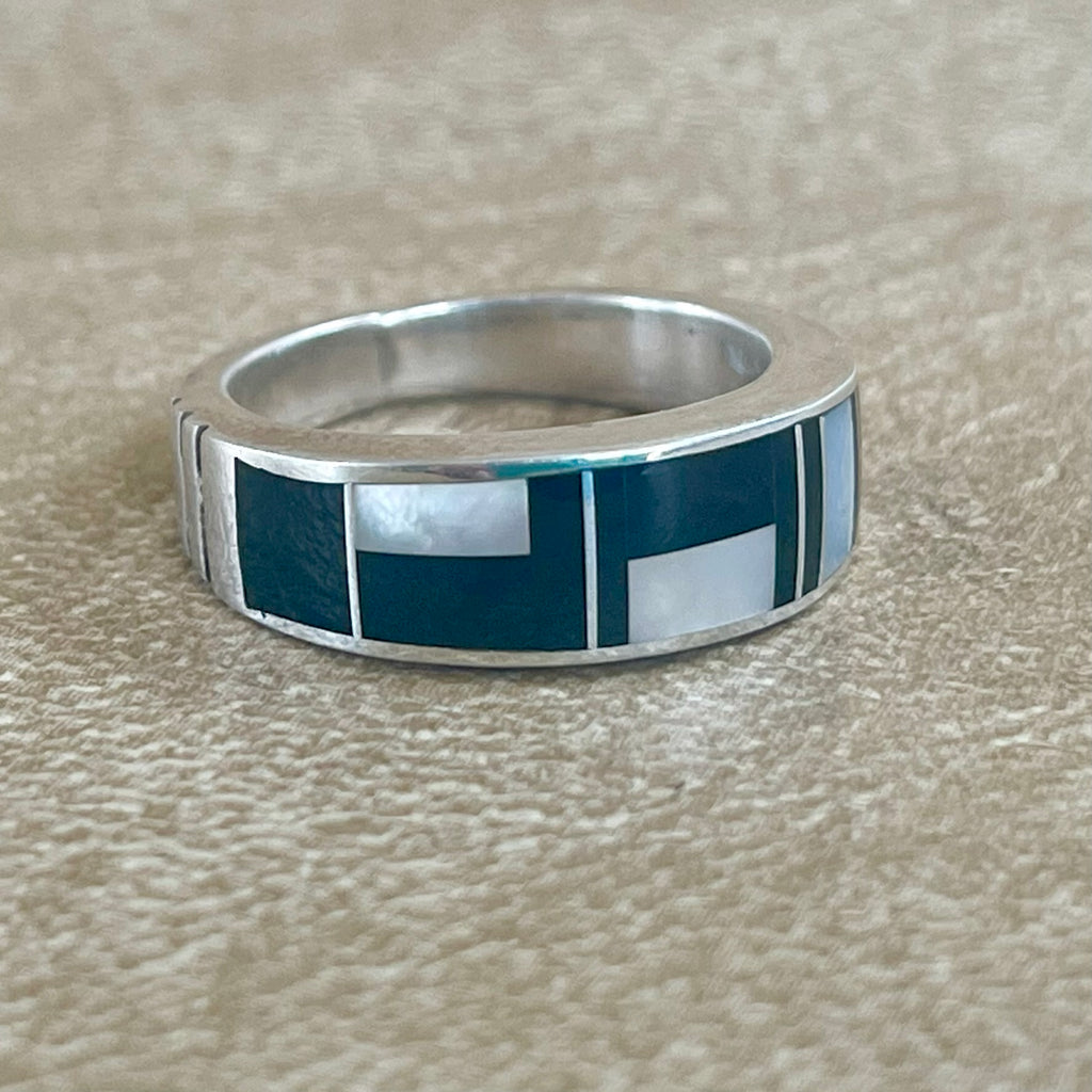 Contemporary Inlay ring by Ray Tracey, Navajo – Authentic Navajo Jewelry (RK146)