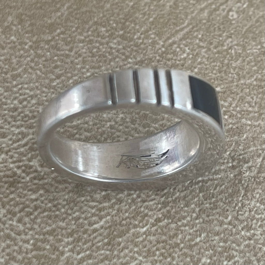 Contemporary Inlay ring by Ray Tracey, Navajo – Authentic Navajo Jewelry (RK146)