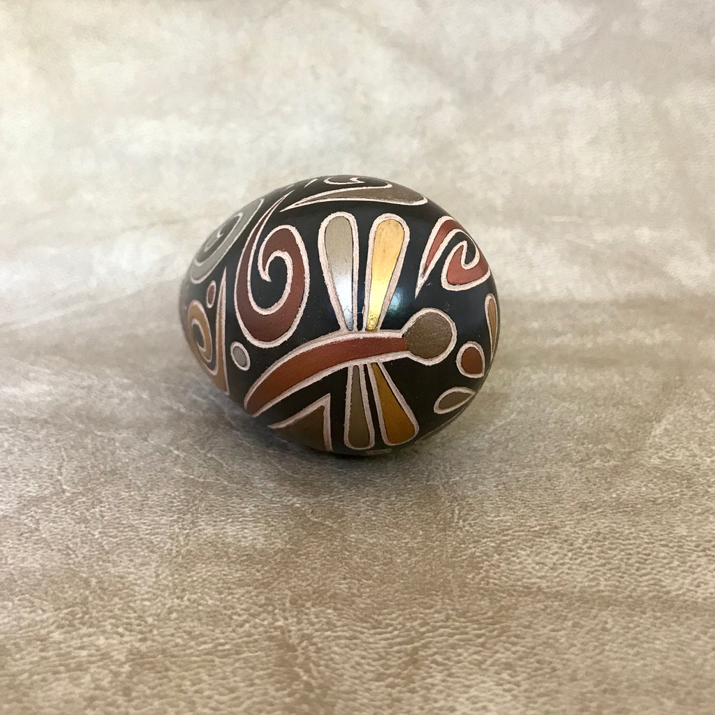Glendora Fragua, Jemez Pueblo Handmade Etched or Sgraffito Pot with Dragonfly & Migration Swirls