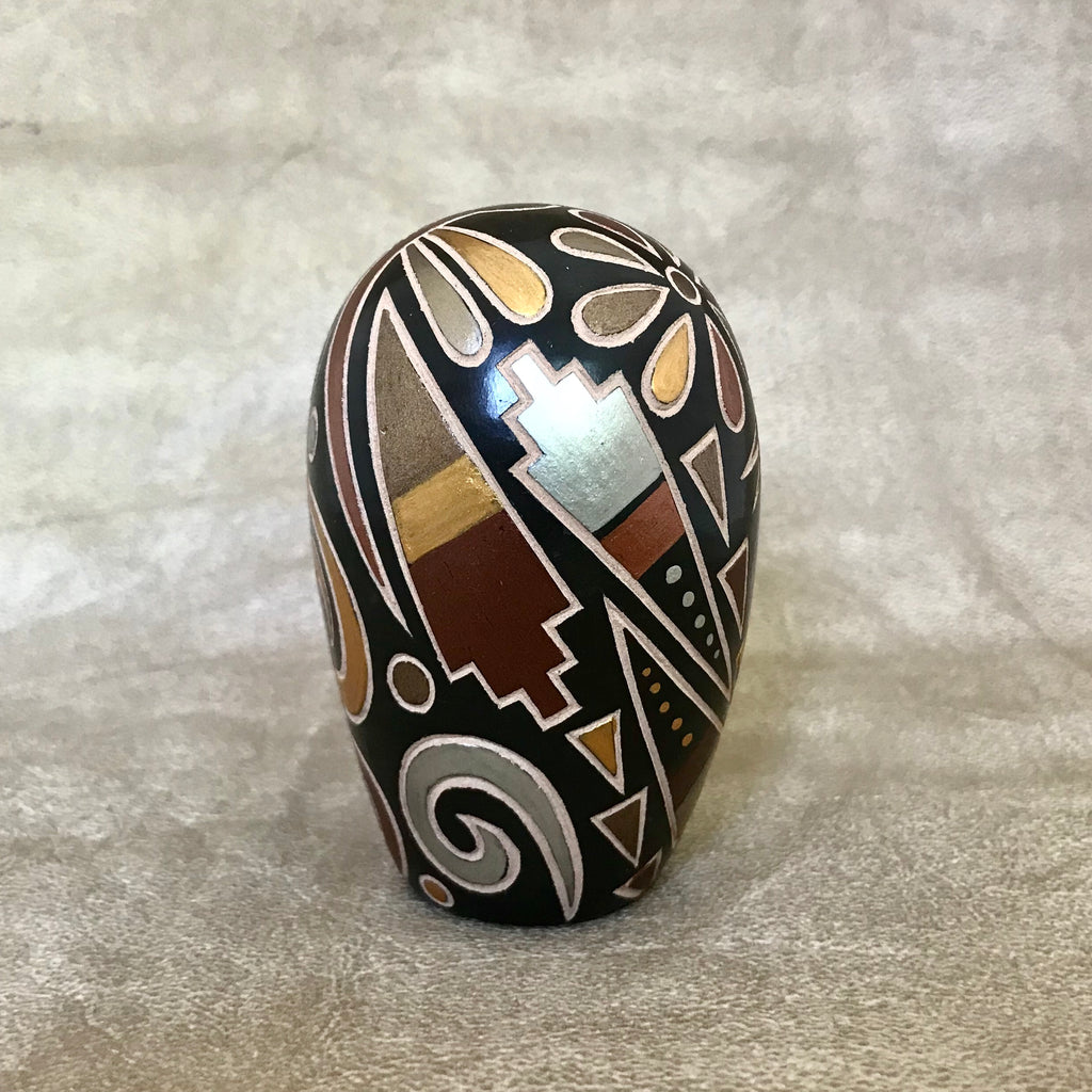 Glendora Fragua, Jemez Pueblo Handmade Etched or Sgraffito Pot with Dragonfly & Migration Swirls