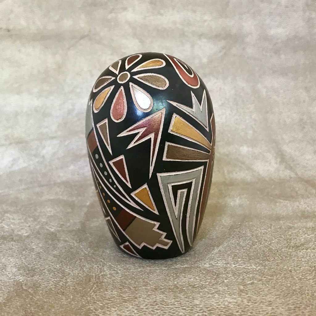Glendora Fragua, Jemez Pueblo Handmade Etched or Sgraffito Pot with Dragonfly & Migration Swirls