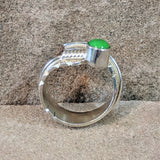 Native American Gaspiete Feather Wrap Ring by David Kuticka, Isleta Pueblo, Adjustable silver feather ring with Gaspiete, Size 8 (9/127)