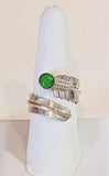 Native American Gaspiete Feather Wrap Ring by David Kuticka, Isleta Pueblo, Adjustable silver feather ring with Gaspiete, Size 8 (9/127)