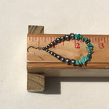 Native American Silver Beaded Dangle Earrings with Turquoise Nuggets, Silver beads and turquoise Navajo earrings (1/252)