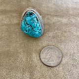 Turquoise ring by Lyle Piaso, Navajo - Turquoise from the Blue Diamond Mine, Navajo ring with turquoise Size: 11 3/4 (2/141)