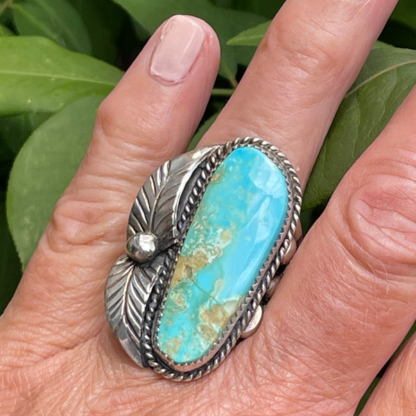 Native American Vintage Genuine Navajo Ring with Blue Green