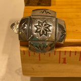 Navajo CLIP silver earrings, silver four directions pattern Navajo clip earrings (JD2)