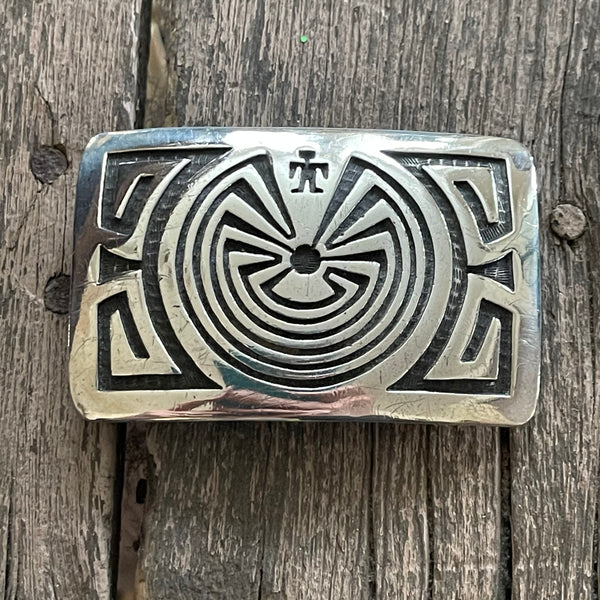 Silver Genuine Hopi Belt Buckle with the Man in the Maze design ...