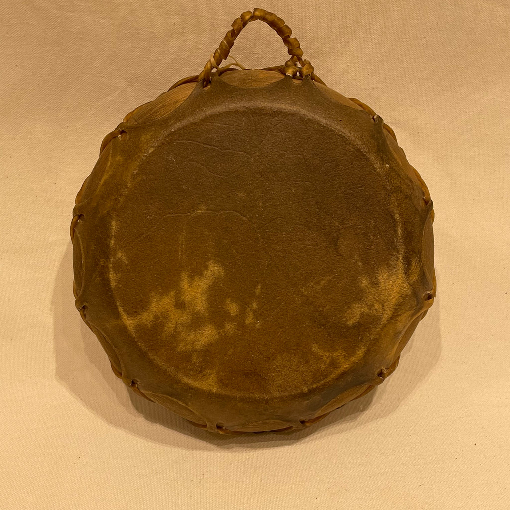 Taos Sioux Style Double Sided Drum With Hide Design, Handmade Drum RK16