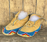 Beaded Moccasins by Evangeline James - Blue Ribbon 1987 - Authentic Native American (GM171)