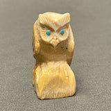 Picasso Marble Owl Fetish by Derrick Kaamasee, Zuni   (1/423)