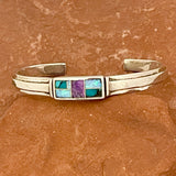 Supersmith Collection, Contemporary Channel Inlay Sterling Silver Bracelet with Turquoise, Opal and Sugilite Stones   (1/449)